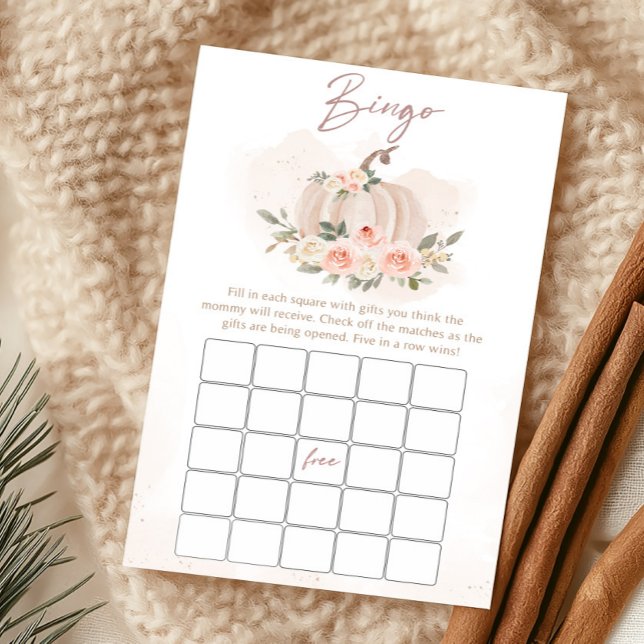 Roze Pompoen Baby Shower Bingo Spel (Girl Blush Pumpkin Baby Shower Bingo Game)