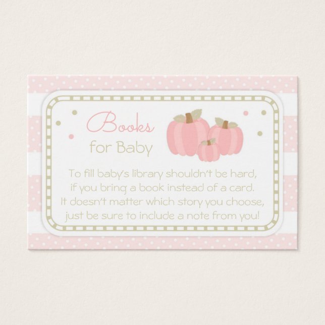 Roze Pompoen Baby shower Boek Aanvraag Kaart (Voorkant)