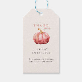 Roze Pompoen Baby Shower Cadeautag Cadeaulabel