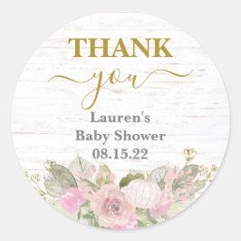 Roze Pompoen Baby shower Classic Ronde Sticker