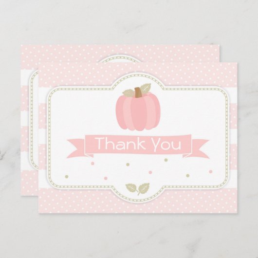 Roze pompoen Baby shower dank u Briefkaart (Voorkant / Achterkant)