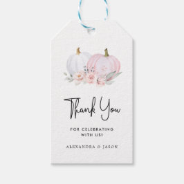 Roze pompoen Baby shower Dank u Labels Cadeaulabel
