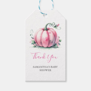 Roze Pompoen Baby shower Favor Tags Sjabloon Cadeaulabel
