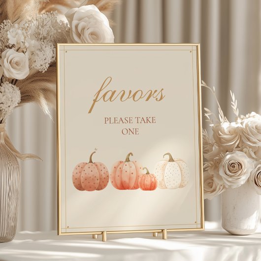 Roze Pompoen Baby Shower Favoren Poster