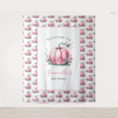 Roze Pompoen Baby shower Foto Achtergronden Wandkleed (Voorkant)