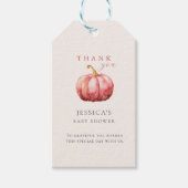 Roze Pompoen Baby shower Gift Label Cadeaulabel (Voorkant)