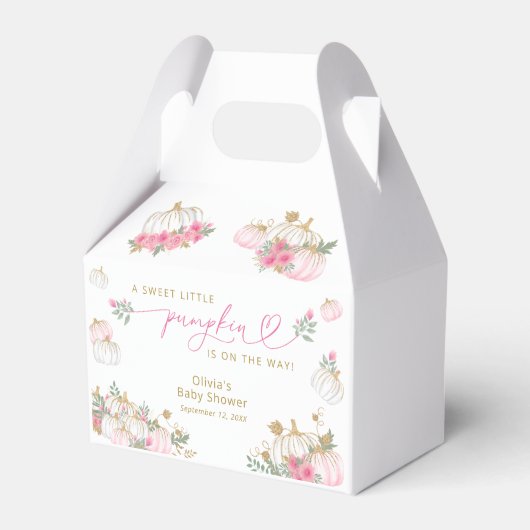 Roze pompoen Baby shower gunst dozen Bedankdoosjes (Voorkant Zijde)