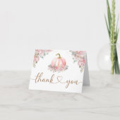 Roze pompoen Baby shower Herfst gevouwen dank u Bedankkaart (Voorkant)
