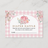 Roze Pompoen Baby shower Herfst Luier Raffle Informatiekaartje (Voorkant)