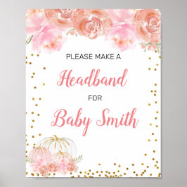 Roze pompoen Baby shower Hoofdbandstation Poster