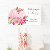 Roze Pompoen Baby shower Horizontaal Spandoek (Insitu)