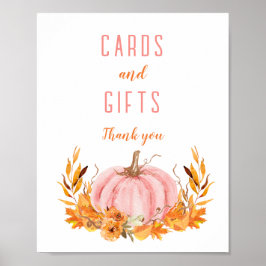 Roze Pompoen Baby shower Kaarten Cadeaubord Poster