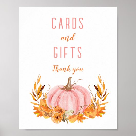 Roze Pompoen Baby shower Kaarten Cadeaubord Poster (Voorkant)