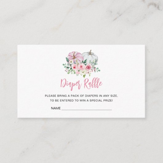 Roze Pompoen Baby shower Luier Raffle Informatiekaartje (Voorkant)