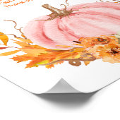 Roze Pompoen Baby shower Luier Raffle Teken Poster (Hoek)