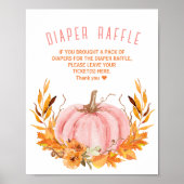 Roze Pompoen Baby shower Luier Raffle Teken Poster (Voorkant)