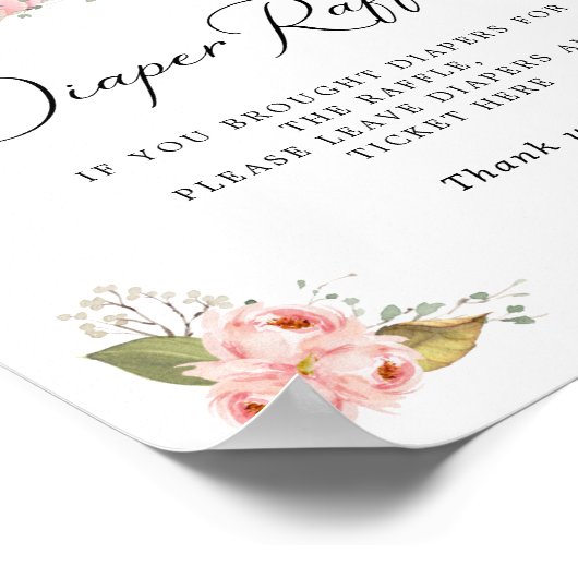 Roze Pompoen Baby shower Luier Raffle Teken Poster (Hoek)