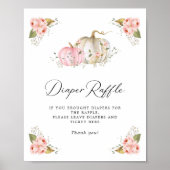 Roze Pompoen Baby shower Luier Raffle Teken Poster (Voorkant)