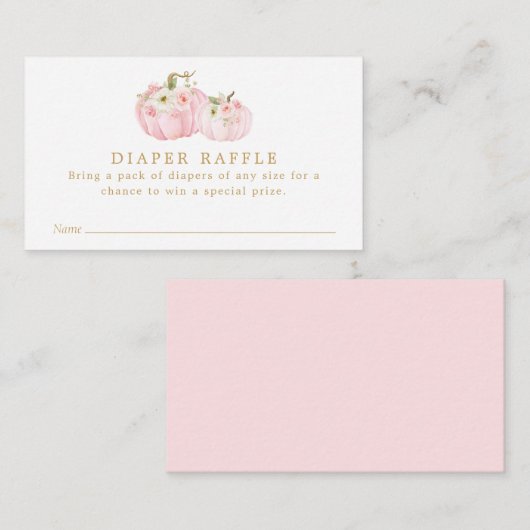 Roze Pompoen Baby shower Luier Raffle Ticket Informatiekaartje (Voorkant / Achterkant)