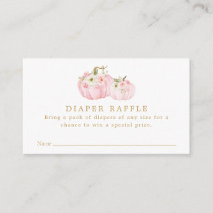 Roze Pompoen Baby shower Luier Raffle Ticket Informatiekaartje