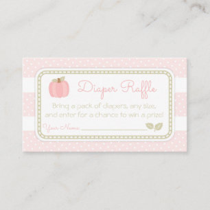 Roze Pompoen Baby shower Luier Raffle Ticket Informatiekaartje
