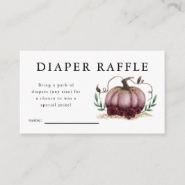 Roze Pompoen Baby shower Luier Raffle Ticket Informatiekaartje