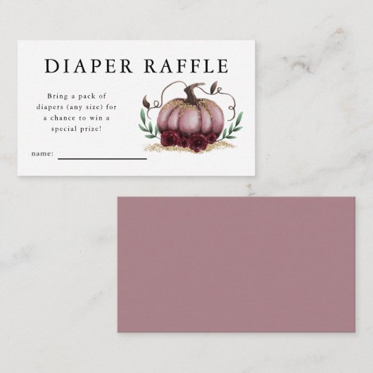 Roze Pompoen Baby shower Luier Raffle Ticket Informatiekaartje (Voorkant / Achterkant)