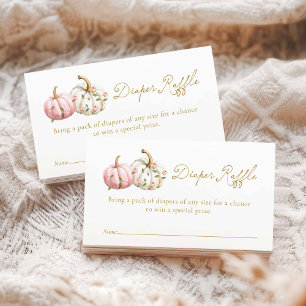 Roze Pompoen Baby Shower Luier Raffle Ticket Informatiekaartje