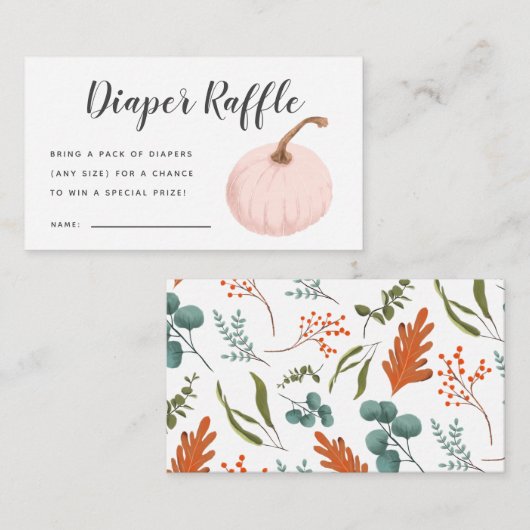 Roze Pompoen Baby shower Luier Raffle Ticket Informatiekaartje (Voorkant / Achterkant)