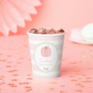 Roze Pompoen Baby shower Papier Cups Papieren Bekers