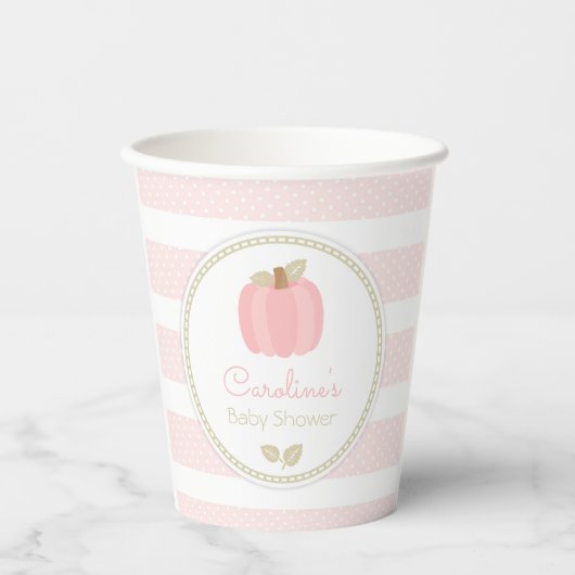 Roze Pompoen Baby shower Papier Cups Papieren Bekers (Voorkant)