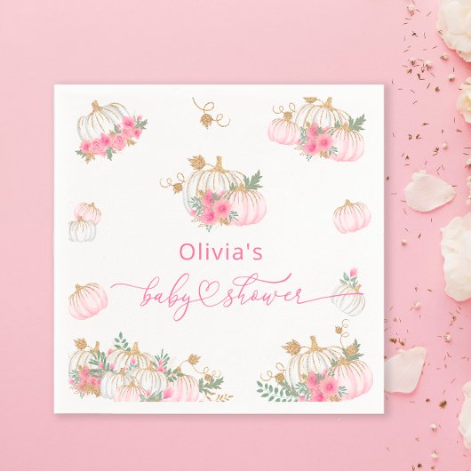Roze Pompoen Baby shower Papier Servet