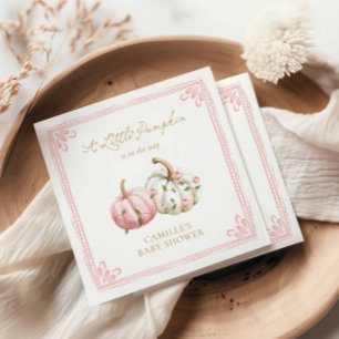 Roze Pompoen Baby Shower Papieren Servet