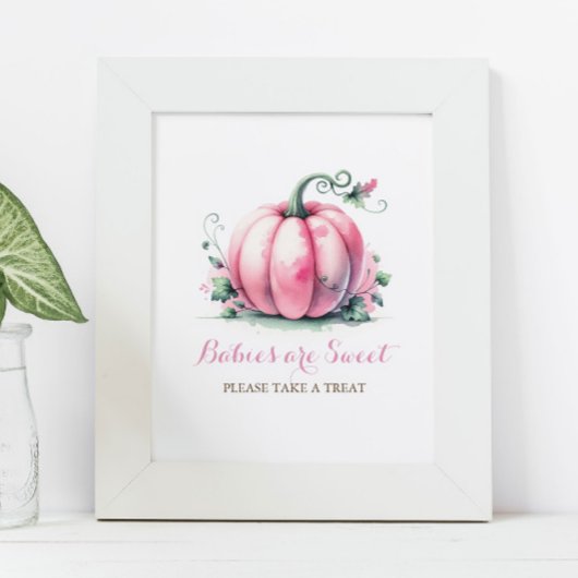 Roze pompoen Baby shower Posters