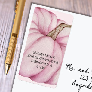 Roze pompoen Baby shower retouradres Etiket
