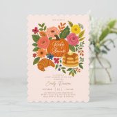 Roze pompoen Baby shower Scallop Kaart (Staand voorkant)