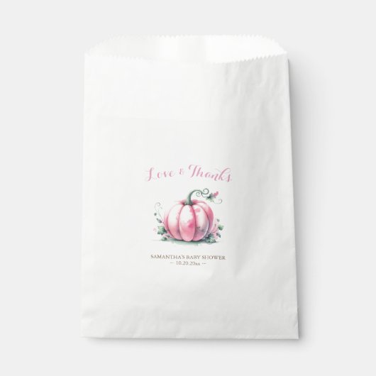 Roze Pompoen Baby shower Snoep Favor Bags Bedankzakje (Voorkant)