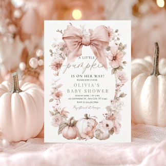 Roze Pompoen Baby shower Uitnodiging Bloemenboog