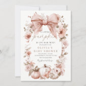 Roze Pompoen Baby shower Uitnodiging Bloemenboog (Voorkant)