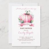 Roze Pompoen Baby Shower Uitnodiging – Herfst Them (Voorkant)