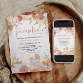 Roze Pompoen Baby shower Uitnodiging Meisje Herfst