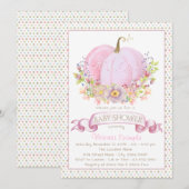 Roze Pompoen Baby Shower Uitnodigingen (Voorkant / Achterkant)
