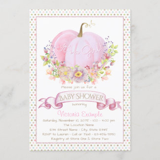 Roze Pompoen Baby Shower Uitnodigingen