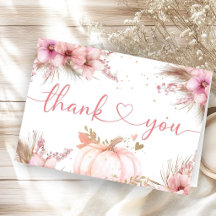 Roze Pompoen Baby Shower Vouw Dankjewel 
