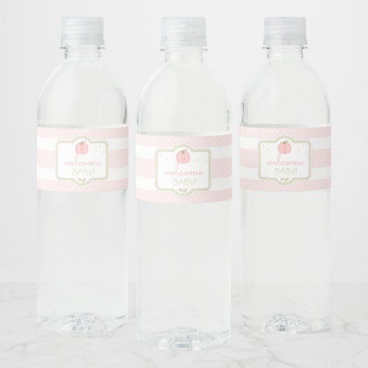 Roze Pompoen Baby shower Waterflesetiket Waterfles Etiket (Flessen)