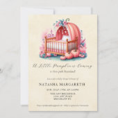 Roze Pompoen Baby shower Waterverf Floral & Boho Kaart (Voorkant)