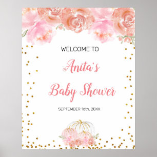 Roze pompoen Baby shower Welkomstbord Poster