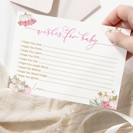 Roze Pompoen Baby shower Wishes voor Baby Kaart