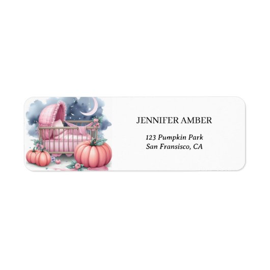Roze Pompoen Baby Wieg Rustieke Herfst & Herfstbla Etiket (Voorkant)