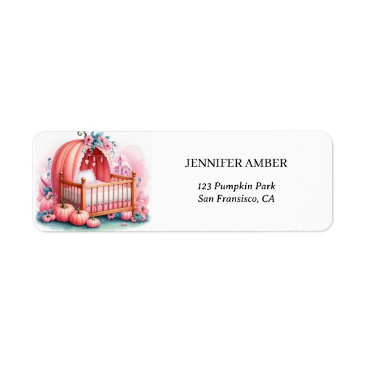 Roze Pompoen Baby Wieg Rustieke Herfst & Herfstbla Etiket (Voorkant)